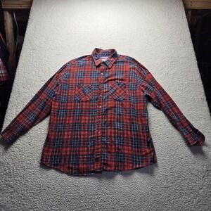 American Edition Shirt Mens 2XL Red Plaid Flannel Long Sleeve Button-Up Casual